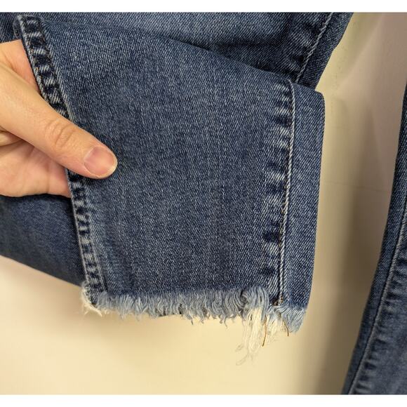 Madewell 10" High-Rise Skinny Jeans Button Fly Raw Hem Mackey Dark Wash 27 - Picture 8 of 11